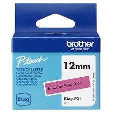 **** BROTHER 12MM BTAGP31 NOIR SUR ROSE